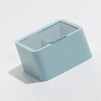 Lipstick Storage Box Large Capacity Double Layer Grid Design Transparent Storage Box with Lid for Home Office Blue