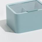 Lipstick Storage Box Large Capacity Double Layer Grid Design Transparent Storage Box with Lid for Home Office Blue