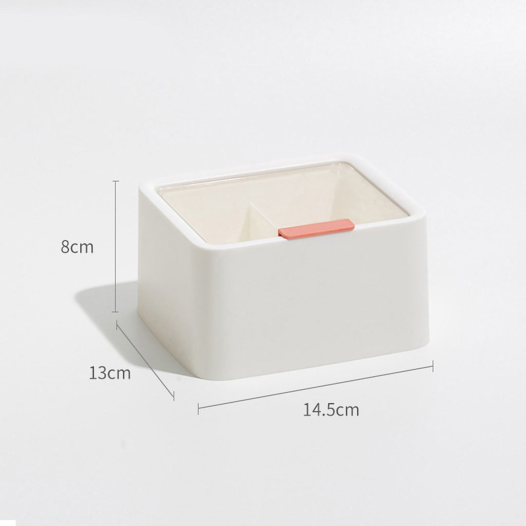 Lipstick Storage Box Large Capacity Double Layer Grid Design Transparent Storage Box with Lid for Home Office White