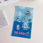 Self Sealing Bag PET CCP Wear Resistant Safe Odorless Cute Pattern Practical Reusable Self Sealing Pouch Diving Bunny 22.3x13.5