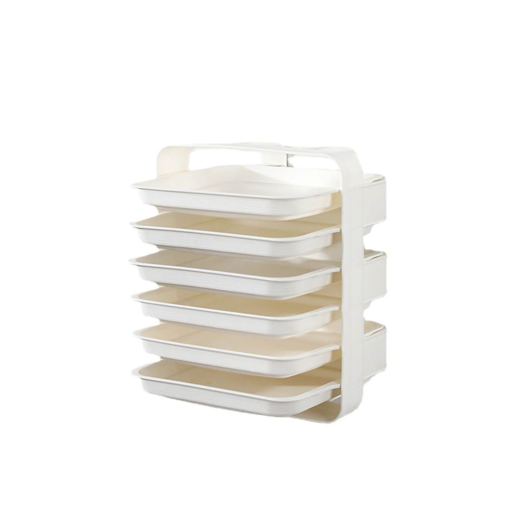 Side Dish Stacking Storage Multilayer Food Sorting Tray Kitchen Multi Function Fruit Vegetable Preparation Plate Wall Mounted 6 Layers White