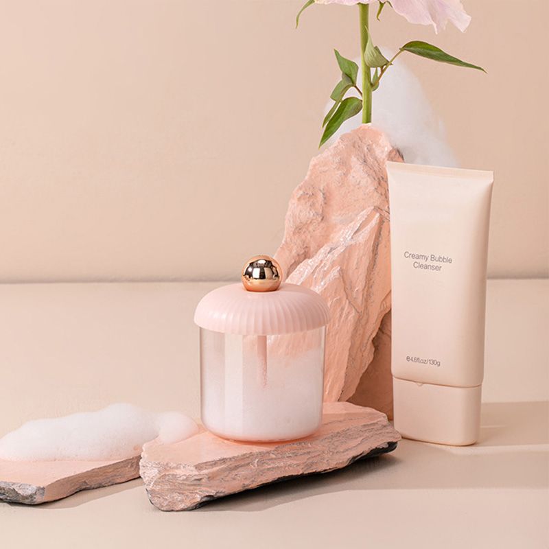 Face Foam Maker Portable Cleansing Foaming Cup Reusable Whip Bubble Maker for Travel Pink Gold