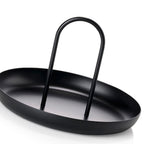Serving Tray Metal Round Portable Table Top Storage Tray Simple Modern Style with Handle Black