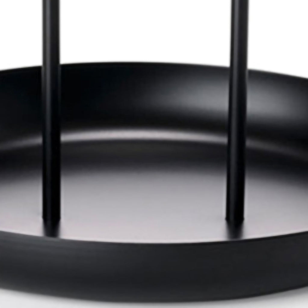 Serving Tray Metal Round Portable Table Top Storage Tray Simple Modern Style with Handle Black