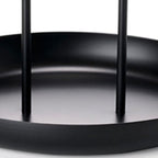 Serving Tray Metal Round Portable Table Top Storage Tray Simple Modern Style with Handle Black
