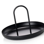 Serving Tray Metal Round Portable Table Top Storage Tray Simple Modern Style with Handle Black