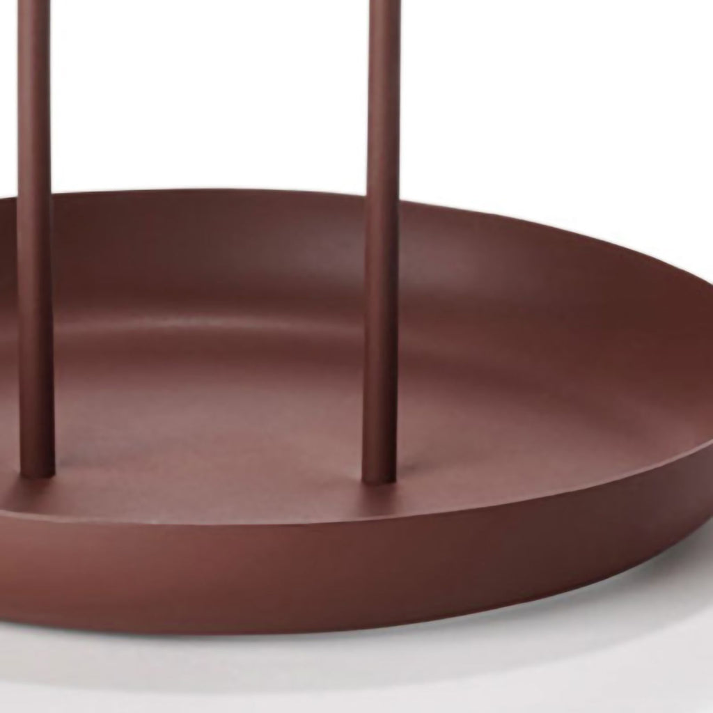 Serving Tray Metal Round Portable Table Top Storage Tray Simple Modern Style with Handle Red