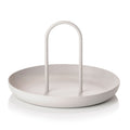 Serving Tray Metal Round Portable Table Top Storage Tray Simple Modern Style with Handle Grey