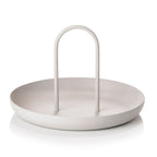 Serving Tray Metal Round Portable Table Top Storage Tray Simple Modern Style with Handle Grey