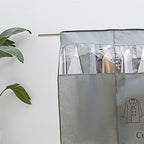 Clothes Dust Cover Nonwoven Dust Prevention Waterproof Transparent Window Design Hanging Garment Protectors Grey