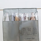 Clothes Dust Cover Nonwoven Dust Prevention Waterproof Transparent Window Design Hanging Garment Protectors Grey