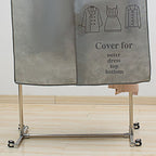 Clothes Dust Cover Nonwoven Dust Prevention Waterproof Transparent Window Design Hanging Garment Protectors Grey