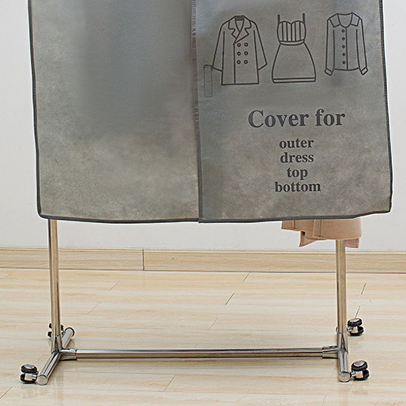 Clothes Dust Cover Nonwoven Dust Prevention Waterproof Transparent Window Design Hanging Garment Protectors Grey
