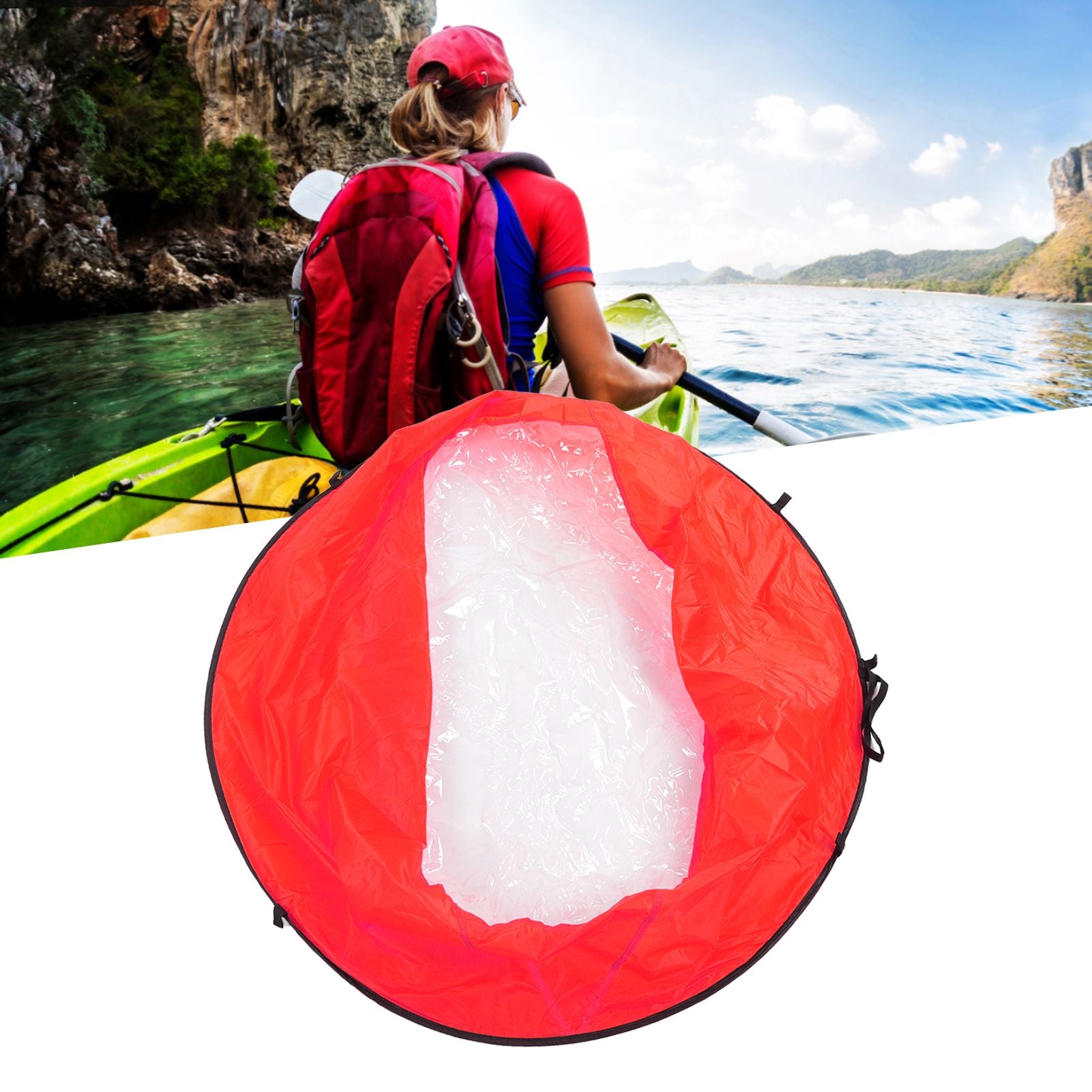 Foldable Kayak Boat Wind Sail EVA Reduced UV Radiation Portable Downwind Wind Paddle Sail for Outdoor Sport Red