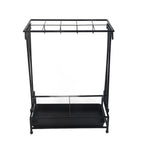 Umbrella Storage Rack Iron with Drip Tray 10 Holes 8 Hooks Umbrella Rack Stand for Home Hotel Lobby Black