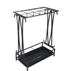 Umbrella Storage Rack Iron with Drip Tray 10 Holes 8 Hooks Umbrella Rack Stand for Home Hotel Lobby Black