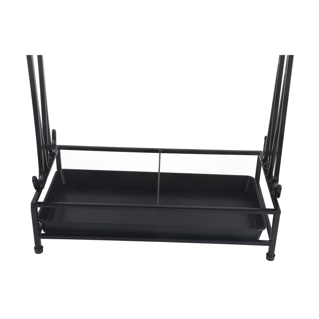 Umbrella Storage Rack Iron with Drip Tray 10 Holes 8 Hooks Umbrella Rack Stand for Home Hotel Lobby Black