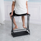 Umbrella Storage Rack Iron with Drip Tray 10 Holes 8 Hooks Umbrella Rack Stand for Home Hotel Lobby Black