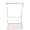 Umbrella Storage Rack Iron with Drip Tray 10 Holes 8 Hooks Umbrella Rack Stand for Home Hotel Lobby White