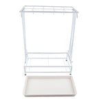Umbrella Storage Rack Iron with Drip Tray 10 Holes 8 Hooks Umbrella Rack Stand for Home Hotel Lobby White