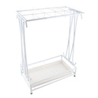 Umbrella Storage Rack Iron with Drip Tray 10 Holes 8 Hooks Umbrella Rack Stand for Home Hotel Lobby White
