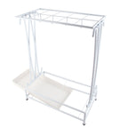 Umbrella Storage Rack Iron with Drip Tray 10 Holes 8 Hooks Umbrella Rack Stand for Home Hotel Lobby White
