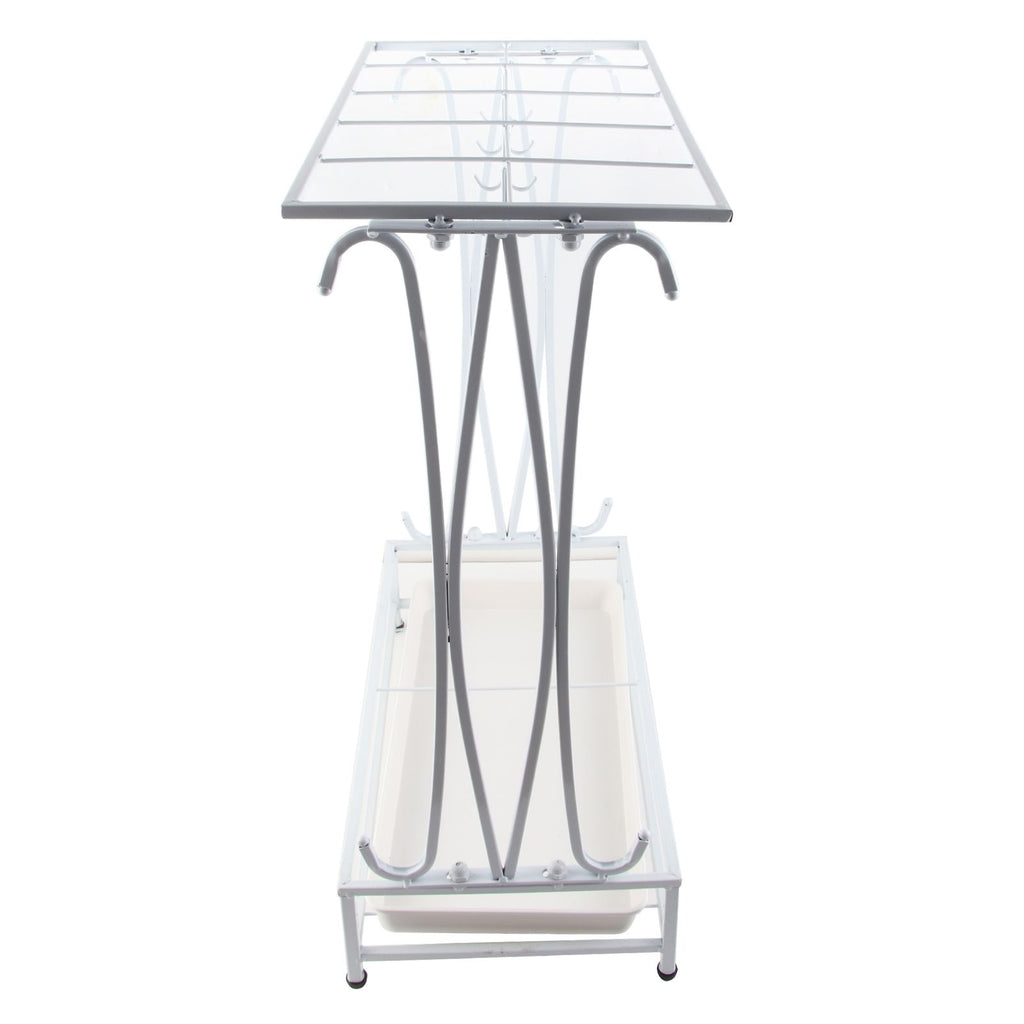 Umbrella Storage Rack Iron with Drip Tray 10 Holes 8 Hooks Umbrella Rack Stand for Home Hotel Lobby White