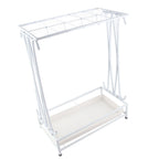 Umbrella Storage Rack Iron with Drip Tray 10 Holes 8 Hooks Umbrella Rack Stand for Home Hotel Lobby White
