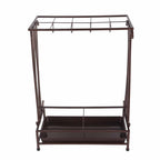 Umbrella Storage Rack Iron with Drip Tray 10 Holes 8 Hooks Umbrella Rack Stand for Home Hotel Lobby Bronze