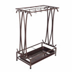 Umbrella Storage Rack Iron with Drip Tray 10 Holes 8 Hooks Umbrella Rack Stand for Home Hotel Lobby Bronze