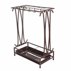 Umbrella Storage Rack Iron with Drip Tray 10 Holes 8 Hooks Umbrella Rack Stand for Home Hotel Lobby Bronze