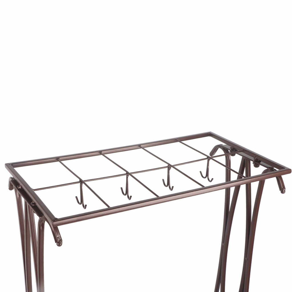 Umbrella Storage Rack Iron with Drip Tray 10 Holes 8 Hooks Umbrella Rack Stand for Home Hotel Lobby Bronze