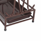 Umbrella Storage Rack Iron with Drip Tray 10 Holes 8 Hooks Umbrella Rack Stand for Home Hotel Lobby Bronze