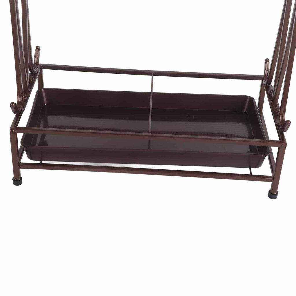 Umbrella Storage Rack Iron with Drip Tray 10 Holes 8 Hooks Umbrella Rack Stand for Home Hotel Lobby Bronze