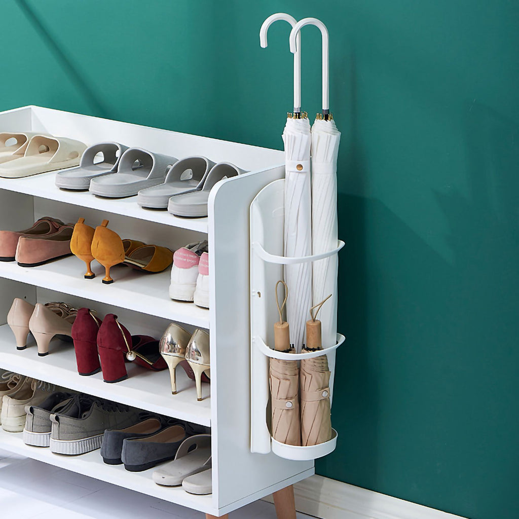 Wall Mounted Umbrella Stand Rack Punching Free Umbrella Holder with Removable Drip Tray for Household 4 Slot