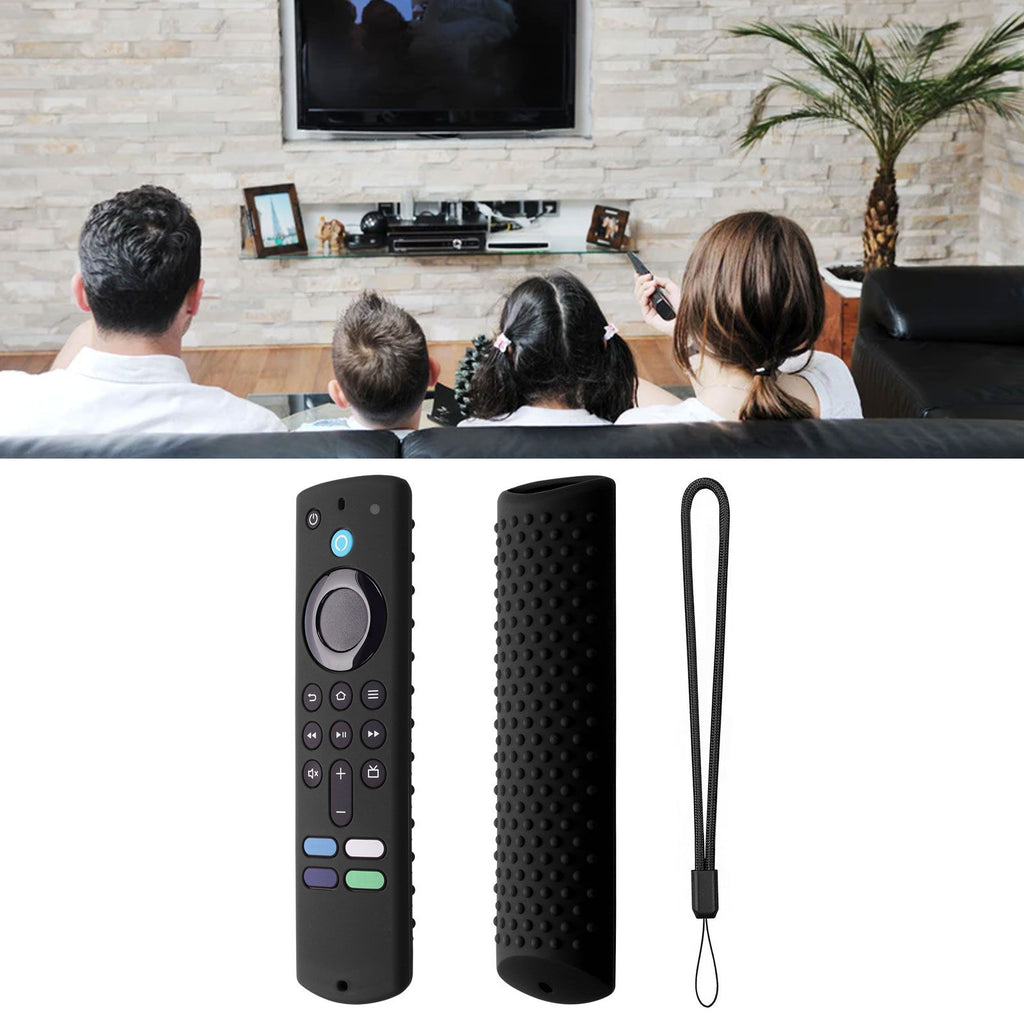 Remote Control Silicone Cover for Fire TV Stick Anti Slip Silicone Protective Case with Lanyard 3rd Gen Black