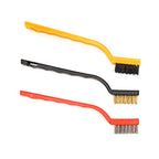Wire Brush Set Curved Handle Masonry Brush Metal Detail Brushes for Cleaning Welding Slag Rust Dust 7in 3pcs Colorful