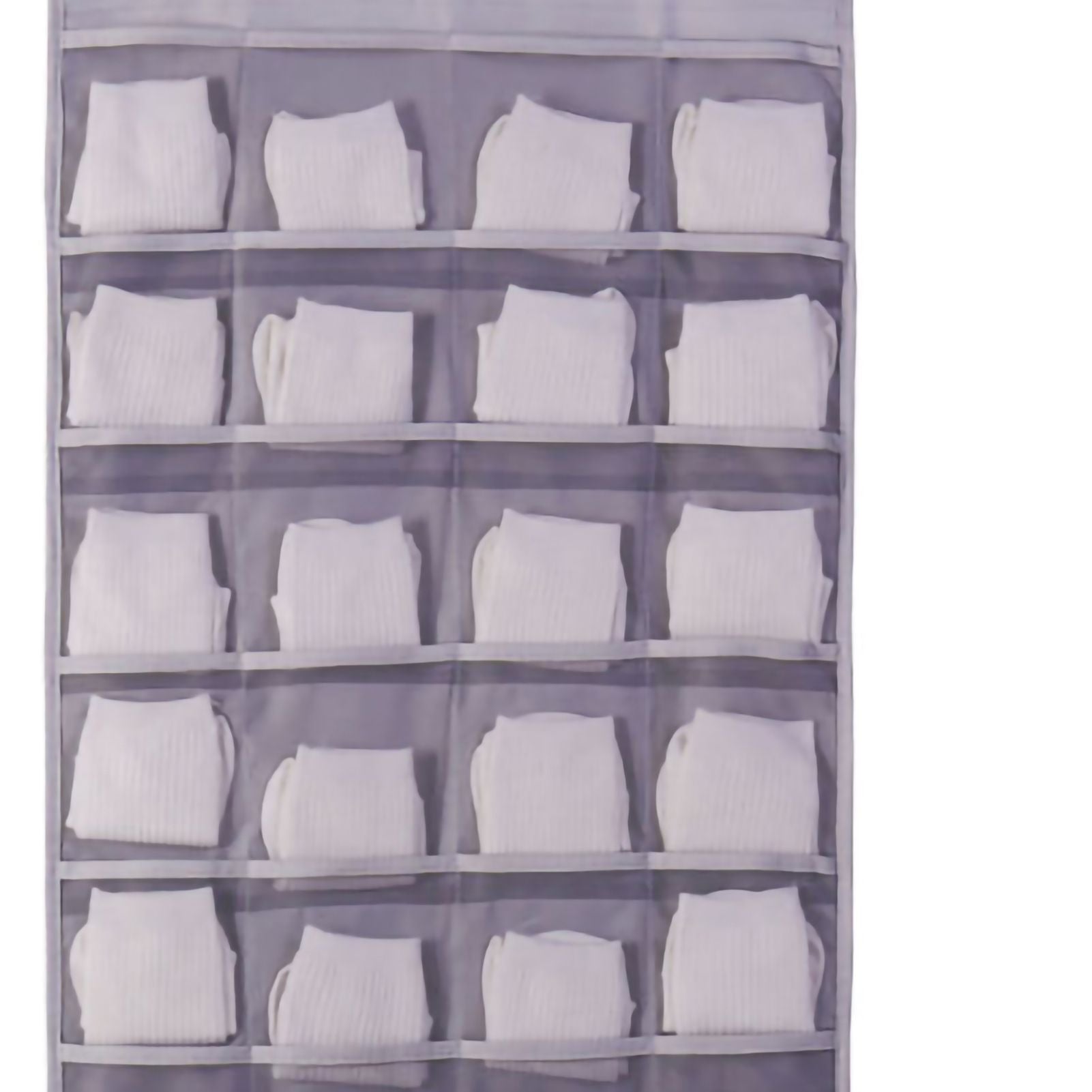 Hanging Bra Organizer Oxford Fabric Double Sides Breathable Large Capacity Underwear Storage Organizer for Bra Socks Gray, Front 12, Back 24