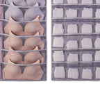 Hanging Bra Organizer Oxford Fabric Double Sides Breathable Large Capacity Underwear Storage Organizer for Bra Socks Gray, Front 12, Back 24