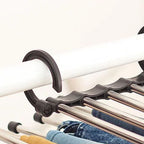 Stainless Steel Hangers Home Multifunctional Foldable Trouser Rack Retractable Trouser Storage Rack Trouser Rack Black