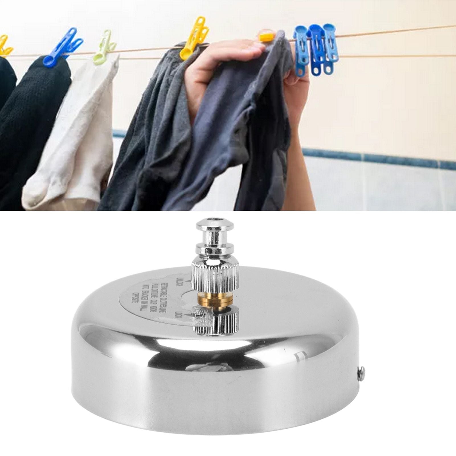 Clothesline Retractable Design Stainless Steel Casual Style Laundry Clothesline for Indoor Bathroom Balconies 2.8meters Steel Wire