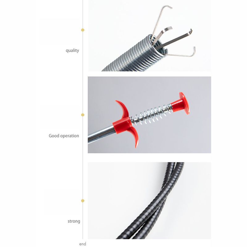 Flexible Sink Grabber Reacher Picker with 4 Claws Sewer Dredging Drain Clog Remove Tool for Home Kitchen Toilet Litter 0.6m/1.97ft