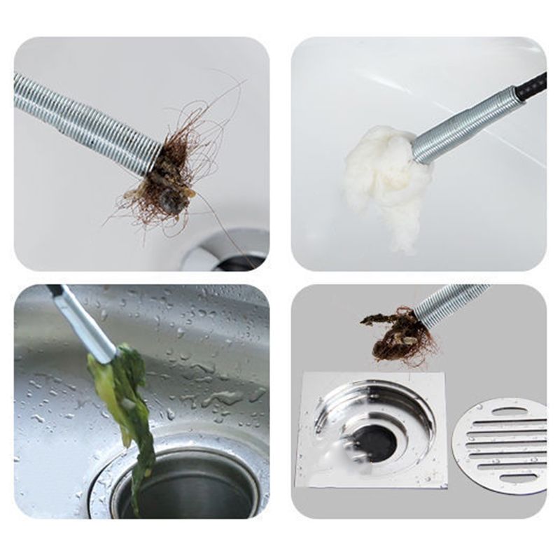 Flexible Sink Grabber Reacher Picker with 4 Claws Sewer Dredging Drain Clog Remove Tool for Home Kitchen Toilet Litter 0.6m/1.97ft