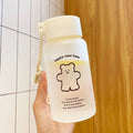 Kids Water Bottle Cute Cartoon Printing Handle Design Healthy Odorless Good Sealing Students Water Cup Black Bear