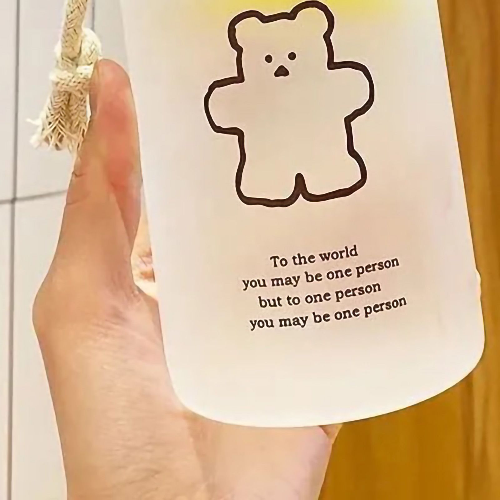 Kids Water Bottle Cute Cartoon Printing Handle Design Healthy Odorless Good Sealing Students Water Cup Black Bear