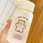 Kids Water Bottle Cute Cartoon Printing Handle Design Healthy Odorless Good Sealing Students Water Cup Black Bear