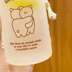 Kids Water Bottle Cute Cartoon Printing Handle Design Healthy Odorless Good Sealing Students Water Cup Hug Bear