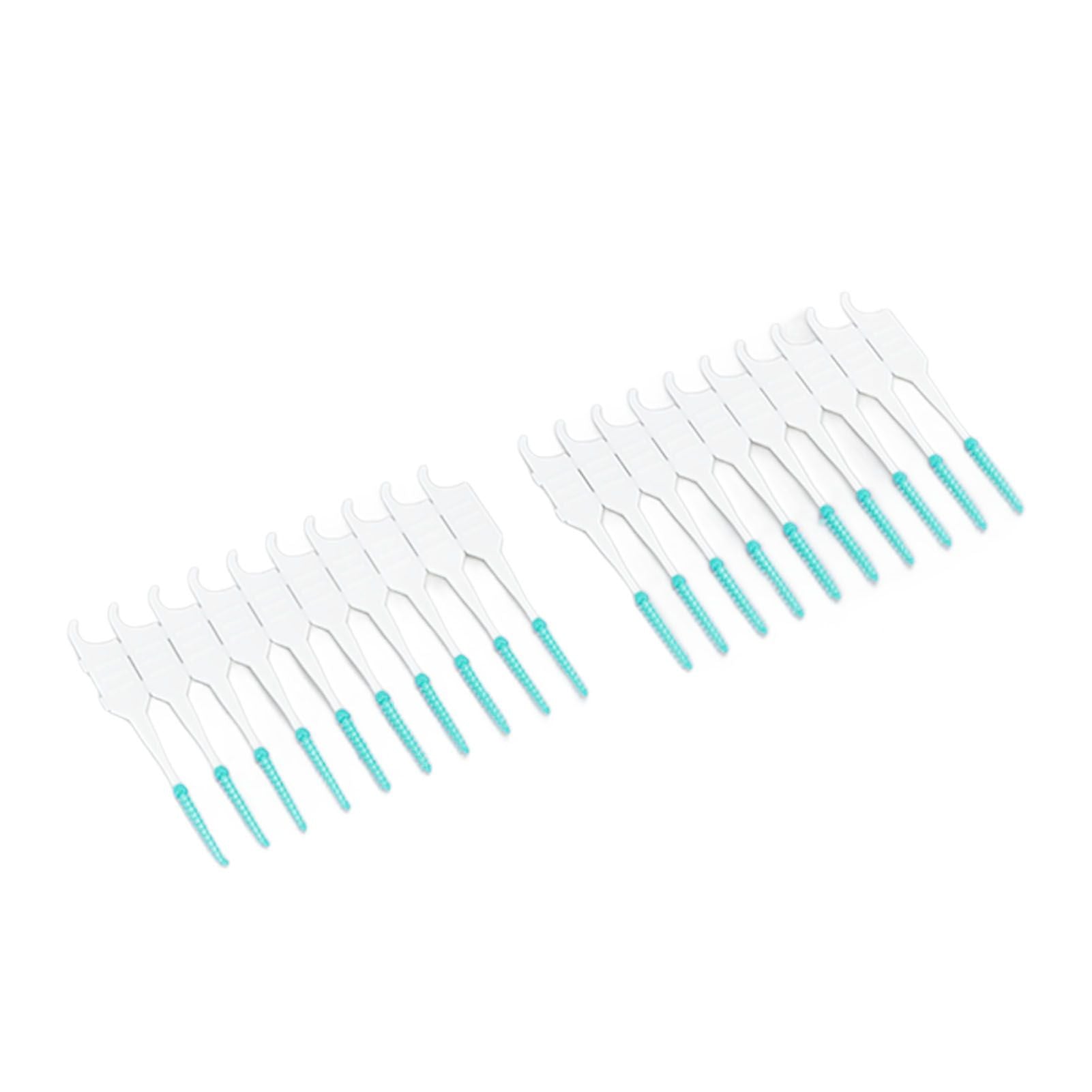 Interdental Brush Disposable Soft Silicone Head Portable Floss Toothpick Brush with Case for Oral Care 200pcs Mint Green