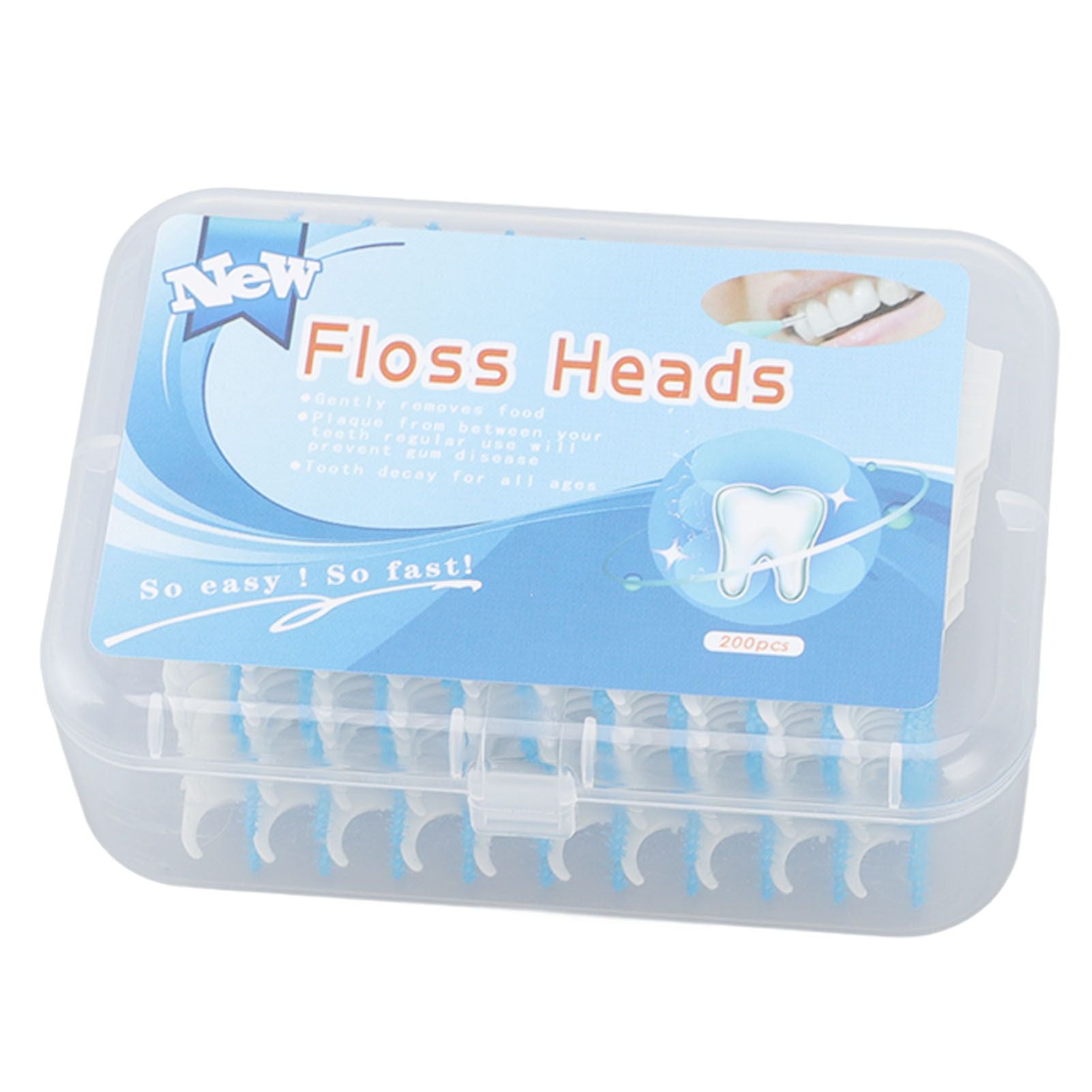 Interdental Brush Disposable Soft Silicone Head Portable Floss Toothpick Brush with Case for Oral Care 200pcs Blue