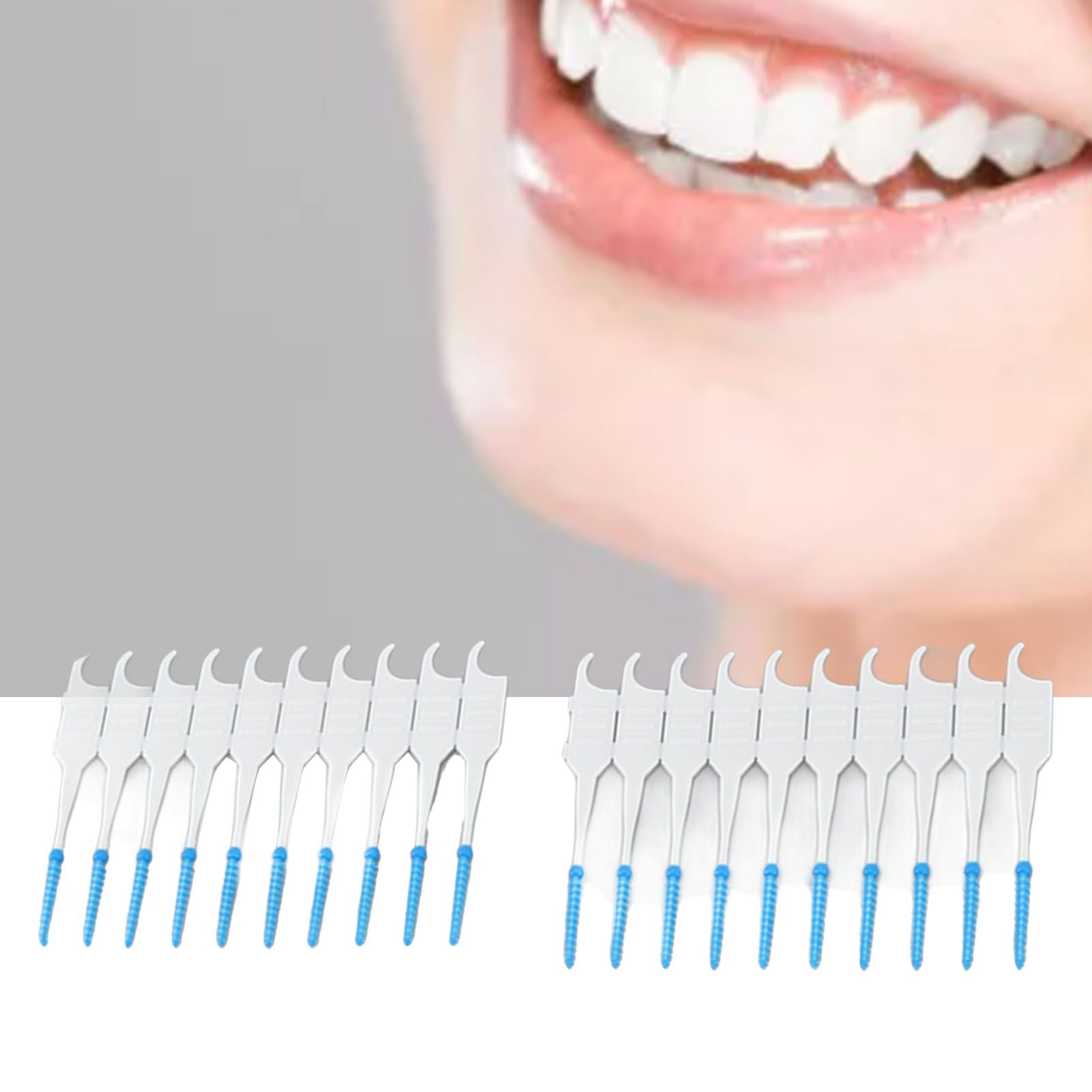 Interdental Brush Disposable Soft Silicone Head Portable Floss Toothpick Brush with Case for Oral Care 200pcs Blue
